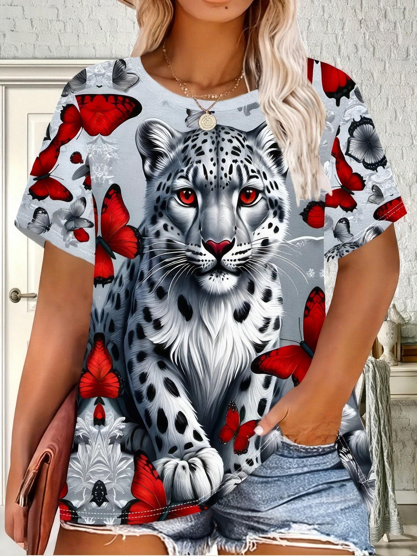 

Women s Oversized T-Shirt - Butterfly ; Leopard Print Short Sleeve Top. Loose Round Neck Casual Blouse Shirt. Machine Washable Suitable for S. Outdoor M дубильная кора