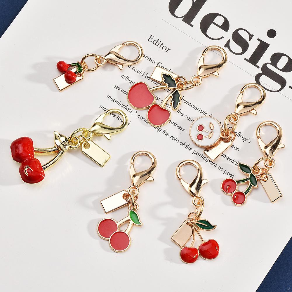 Cherry Keychain Jewelry Bag Pendant Fashionable And Exquisite Crystal Resin Cherries Car Keychain Pendant Female