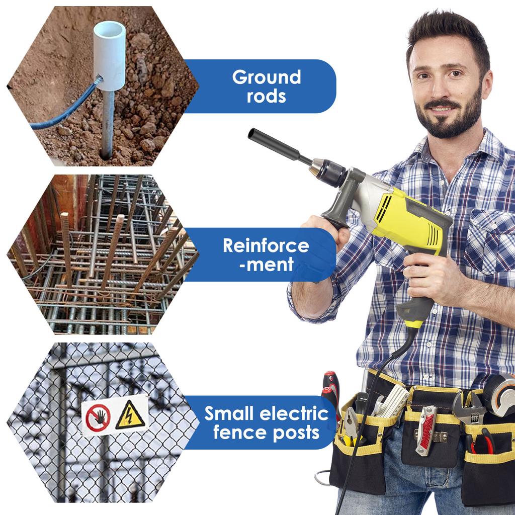 SDS Plus Ground Rod Driver 5/8 3/4" 17mm Steel Drill Bit Driver for Hammer Drilling Ground Rods