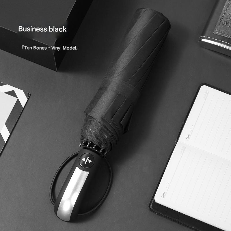 

10 Bone Reinforced Fully Automatic Three-fold Sunny Umbrella Enlarged Sunny Rainy Dual-use Business Gift Advertising Umbrella чорний