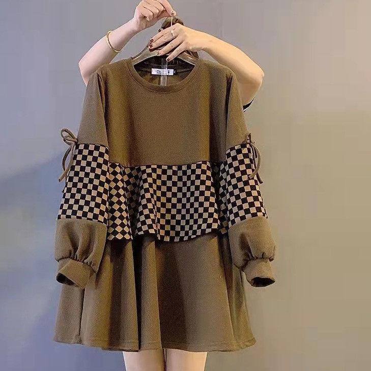 Spring and Autumn Korean Version of The Fake Two-piece Blouse Women's Meat-covering Slimming Western Style Mid-length Sweater
