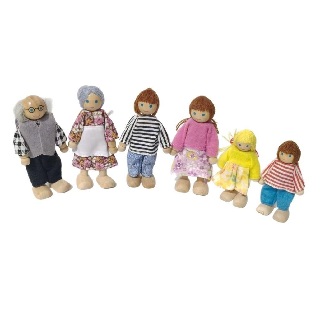 Flexible Jointed Wooden Family Dolls High-Quality Wood Pretend Play Toys  Role Playing
