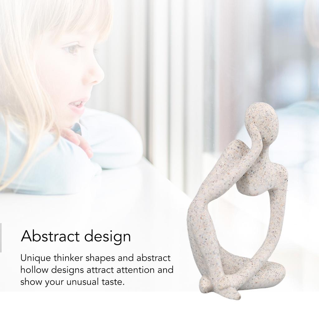 Resin Thinker Statue Abstract Thinker Figure Thinker Style Decoration for Living Room Office Book Shelf Sandstone Right