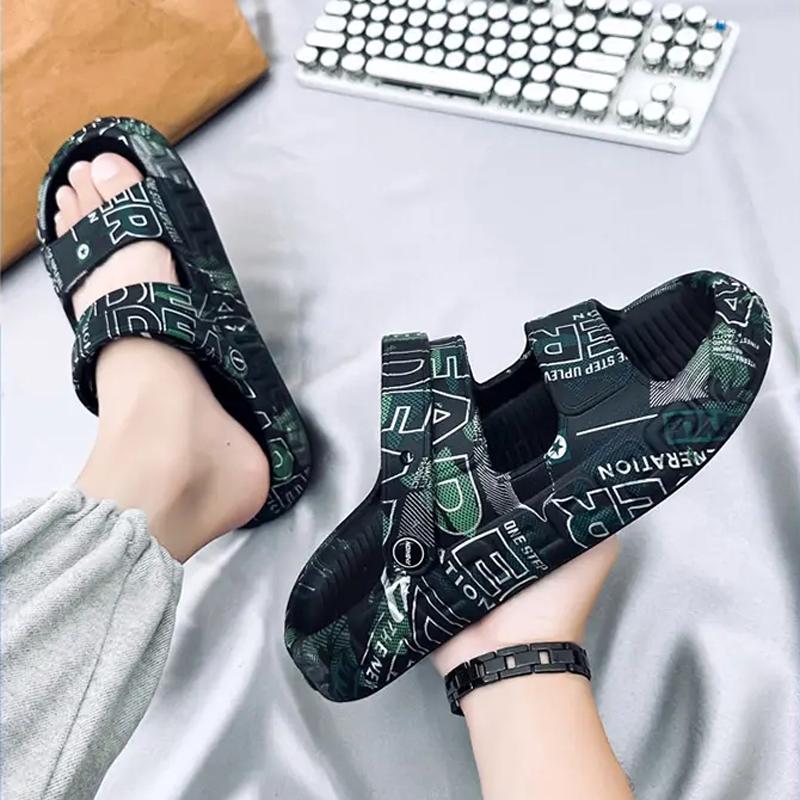 Thick-soled Soft Elastic Men's Slippers EVA Non-slip Two-wear Unisex Sandals Fashion Casual Slippers Breathable Outdoor Footwear