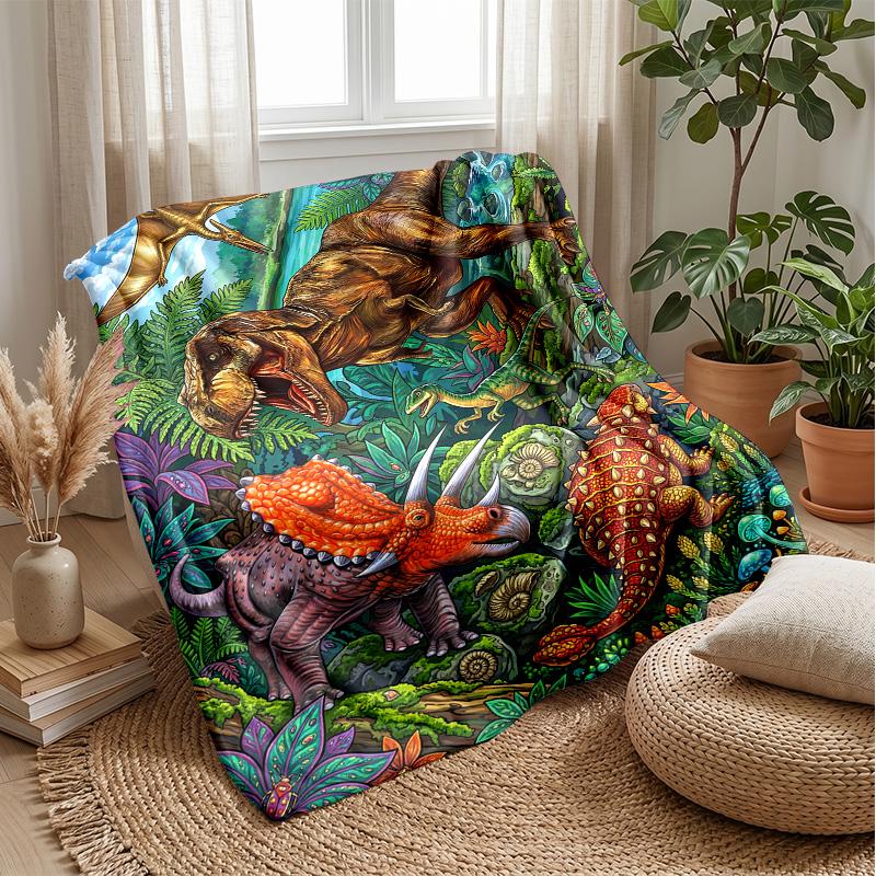 

Dinosaur Thunderstorm Artwork blanket Personalized Name Flannel Blanket Soft Cozy Plush Throw for Sofa Bed Lightweight Home Decor 75x90cm