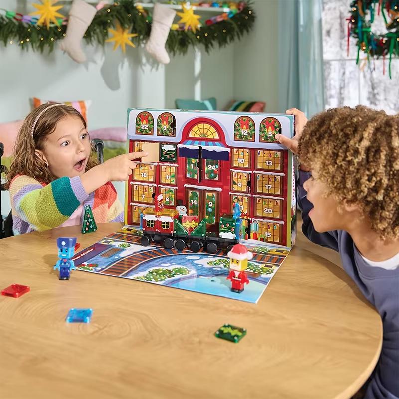 2025 Christmas Advent Calendar 24 Days of Christmas Scene Set Train Building Blocks Kits Countdown Calendar Gift for Children