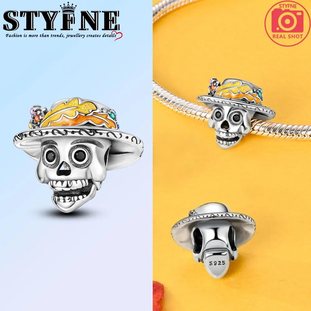 Copper Luminous Hip-Hop Black Skull Charm Pendant Beads Fit Original Bracelet For Women Valentine Day Jewelry Gifts