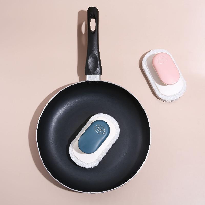 Handle Sponge Countertop Brush, Kitchen and Bathroom Cleaning Brush, Scouring Pad, Dish and Pot Washing Brush