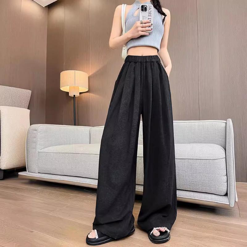 Acetate Velvet Yamamoto Pants Women's Ice Silk Wide-leg Pants Summer Texture Milk Pants Women's Pants Casual and Thin Straight Mopping Pants