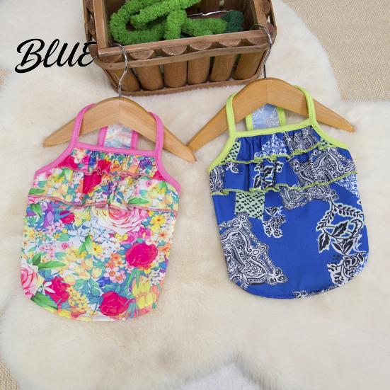 Breathable Dog Clothing Floral T-Shirt Sleeveless Girl Shirt