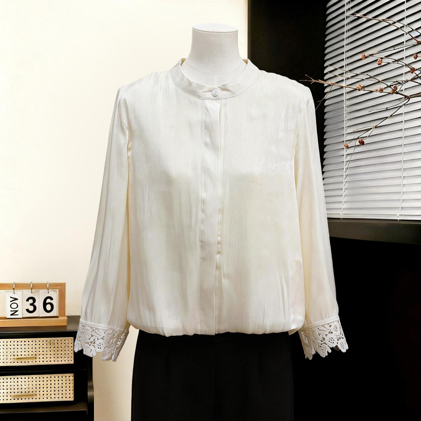 

2026 Spring/Summer Fashionable Long-Sleeve Shirt for Mothers - Elegant, Age-Reducing Women s Top 3XL recommended for 120-130 kg грязно-белый