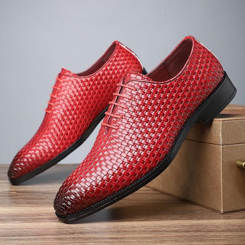 Mens Oxford Shoes Breathable PU Leather Round Toe Lace-Up Casual Retro Style