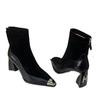 Winter Chunky Women Ankle Boots Pointed Toe Fashion High Heels Shoes 2025 Trend Designer Elegant Pumps Goth Chelsea Botas Mujer