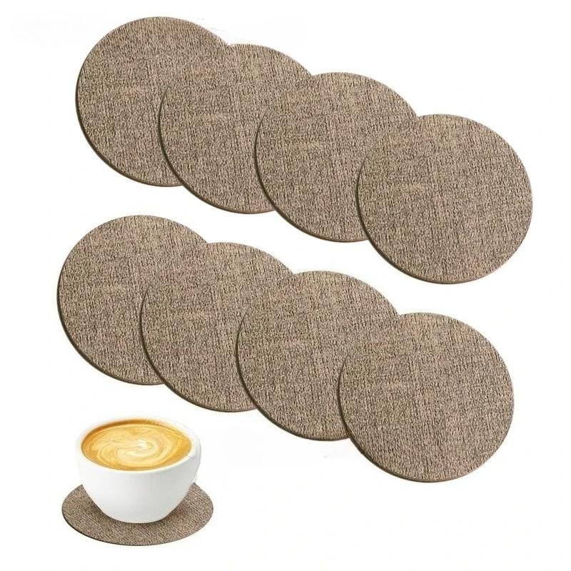 

8 Pcs Coasters for Drinks,Dual Sided Coasters Non-Slip Washable Coasters for Coffee TabletopProtection Faux Leather Cup Coasters 10x10cm&Round