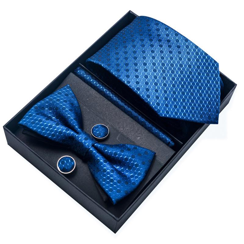 Set de 6 piezas, Corbata de Vestir de Negocios 8 cm Corbata para Hombre Set de Pajarita Caja de Regalo.