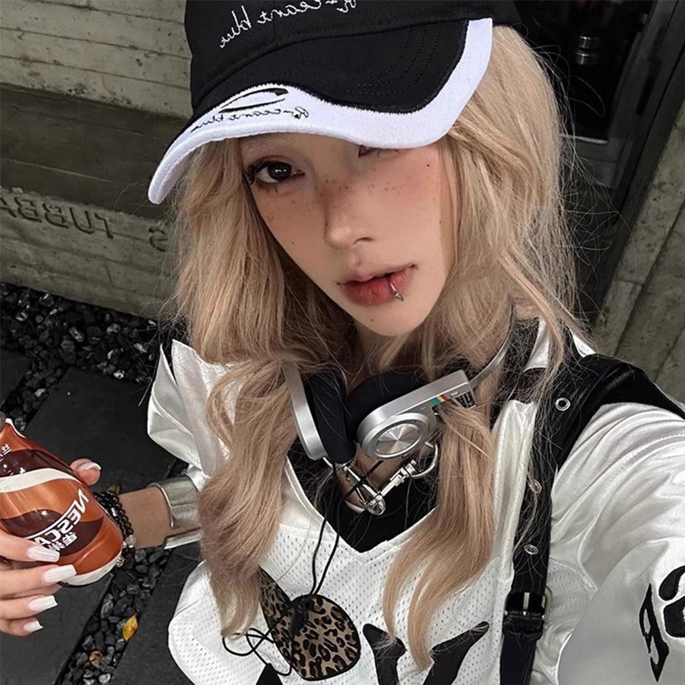 Y2K Letter Peaked Cap Embroidery Visors Snapback Cap Retro Vintage Baseball Cap  Streetwear