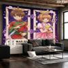 Cardcaptor Sakura Wall Tapestry Aesthetic Wall Hanging Printed Fabric Blanket Decorative Tapestries For Bedroom Living Room Home Decor
