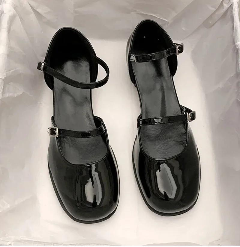 Design Pantofi Mary Jane cu Cataramă Pantofi cu Toc Gros Superficiali Goluri Elegante Pantofi Casual Pantofi de Birou Petrecere Dama Pantofi din Piele