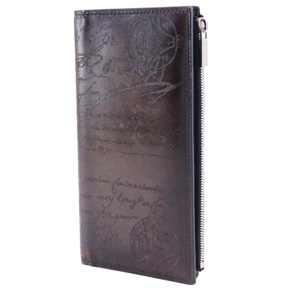Berluti Neo-Santal Scrit Purse Calligraphy Bifold long wallet Brown Calfskin mens Used