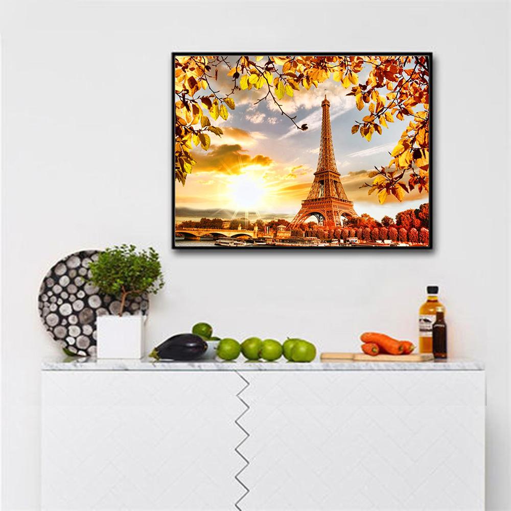 5d Diamond Painting Mosaic Paris Tower Landscape Home Decor Embroidery Tree Scenery Full Square/round Wall Sticker