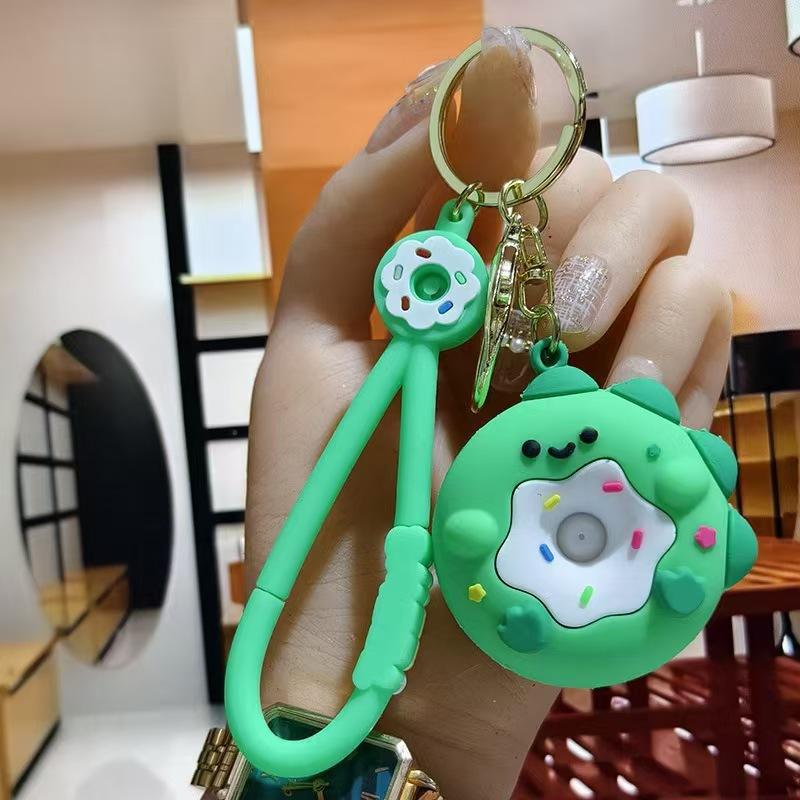 Donut Rabbit Keychain Creative Bear Dinosaur Doll Key Chain Cartoon Schoolbag Doll Machine Jewelry Cute