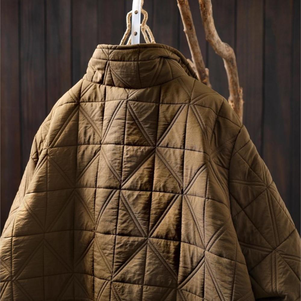 Johnature Women Vintage Winter Zipper Jackets Turtleneck Solid Color Long Sleeve Patchwork Pockets Casual Jackets Coats