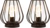 TRIROCKS Table Lamps (Set of 2) - Stylish Battery-Operated Lamps, 21cm Tall, Desk Lamp, Indirect Lighting, Metal Decorative Lamp, Antique Style, Suita