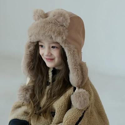 Winter Cartoon Hat Bear Ear Lamb Beanie Hats Warm Thickened Ear Protection Beanies for Women Girl Kawaii