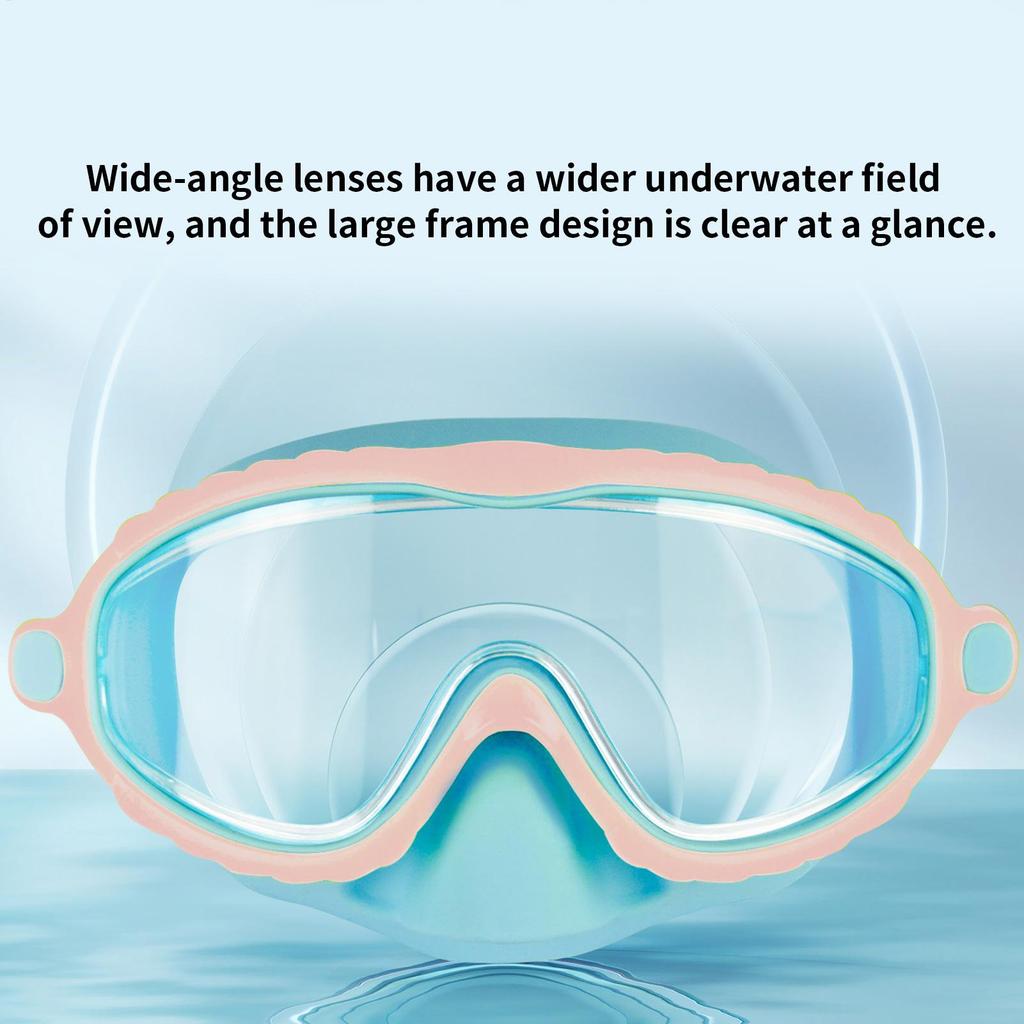Kids Snorkel Mask Large Frame Swimming Goggles With Nose Cover Anti Fog UV Shield Adjustable Headgear For Outdoor Water Sports