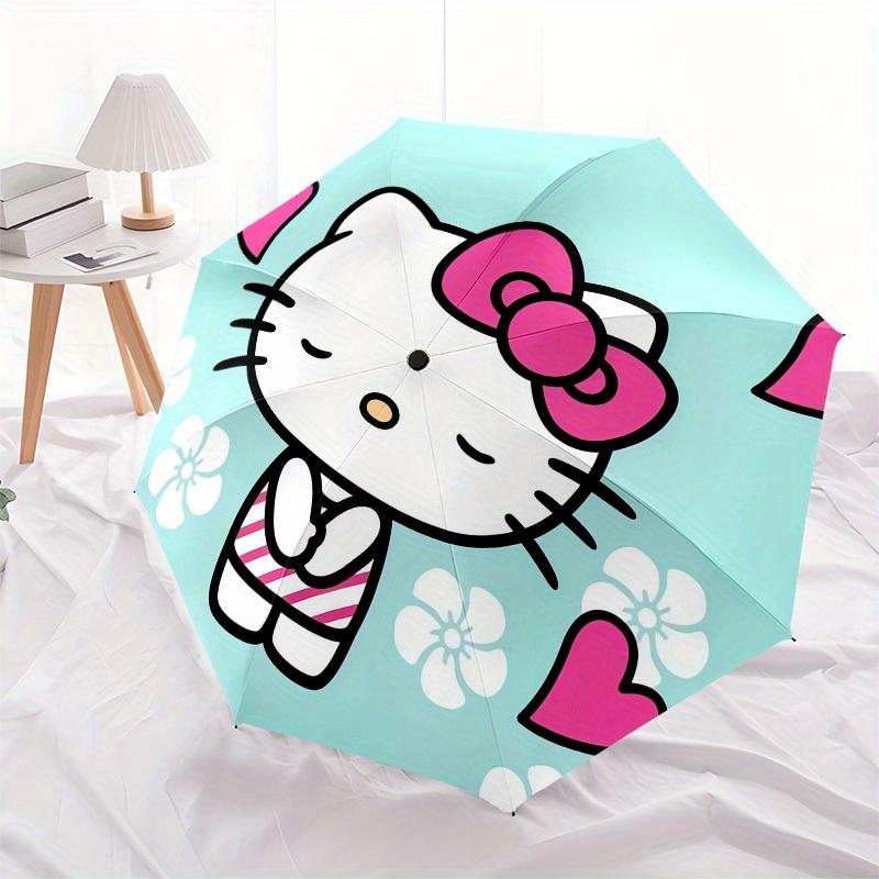 1pc Hello Kitty with Hearts and Flowers Umbrella with Plastic Handle,Suitable for All Seasons Home Travel Outdoor UmbrellaSanlio680
