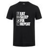 Eat Sleep Fix Repeat Mechanic Engineer T Shirt Funny Birthday Gift Fathers Day Present For Men Dad Father Grandpa Cotton Tshirt