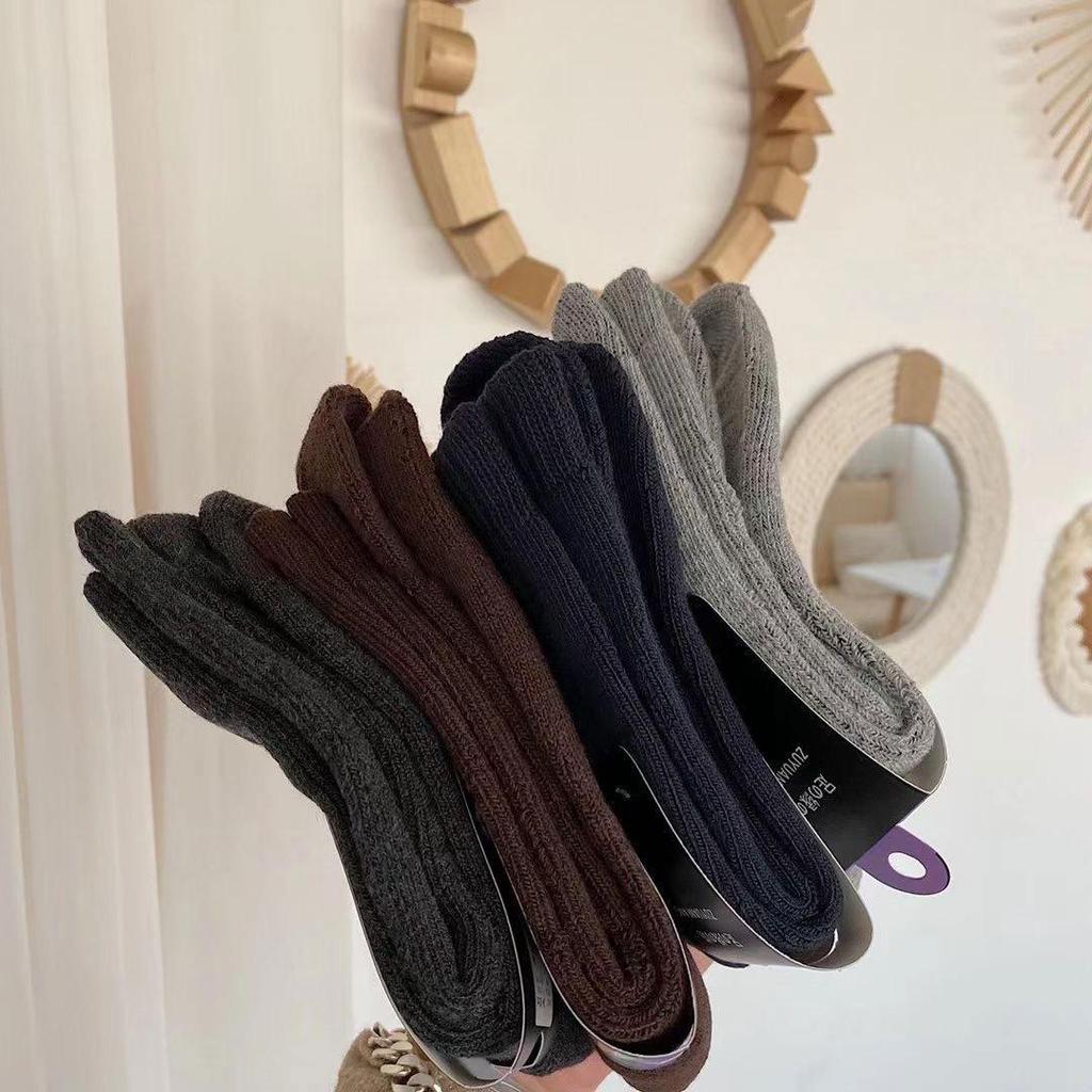 Men's Cotton & Wool Socks: Warm Winter Terry, Business Casual, Solid Color, Long Style