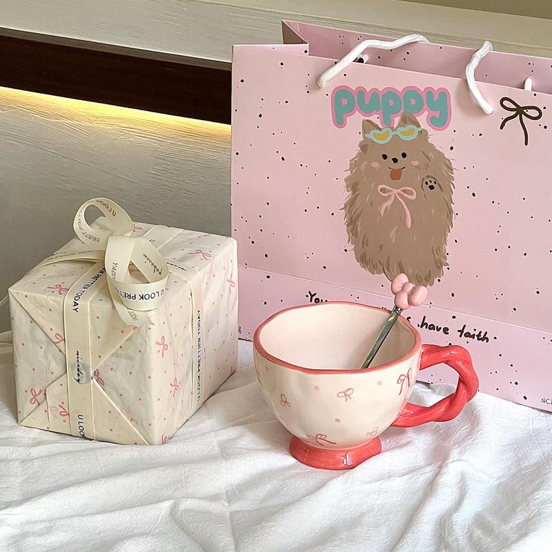 Ins Cute Creative Mug Underglaze Coffee Cup Large Capacity Breakfast Oat Cup Couple Ceramic Drinking Cup