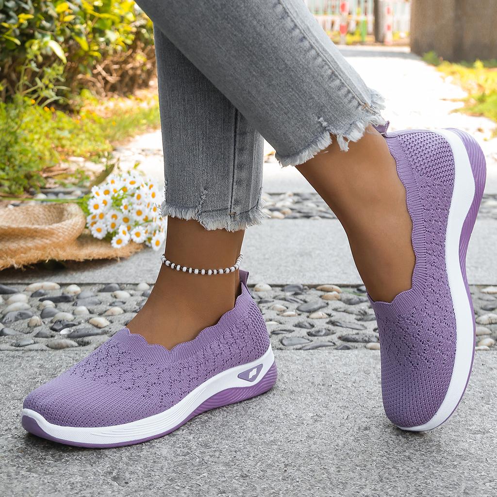 Women Shoes Orthopedic Knit Walking Shoes Breathable Slip-On Loafers Soft Non-Slip Wedge Sneakers Comfortable Casual Footwear