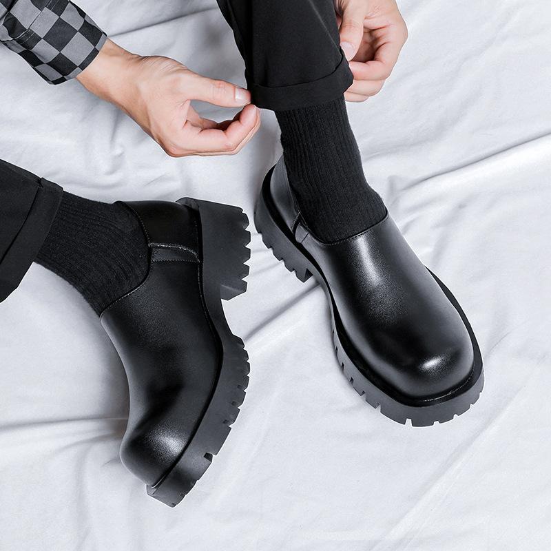 Lässige Designer Damen Herren Dicke Plateau Formelle Schuhe Runde Zehe Slipper Leder Freizeitschuhe Herrenschuhe Große Größe 36-44