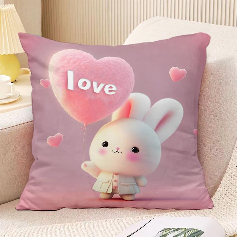 Schlafzimmer Wohnzimmer Quadratische Kissenhülle Niedlicher Hasen-Druck Dekorative Kissenhülle