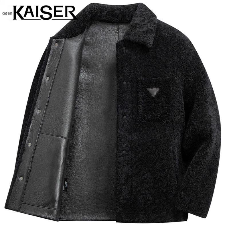 KAISER Men's Genuine Sheepskin Fur-Lined Leather Jacket