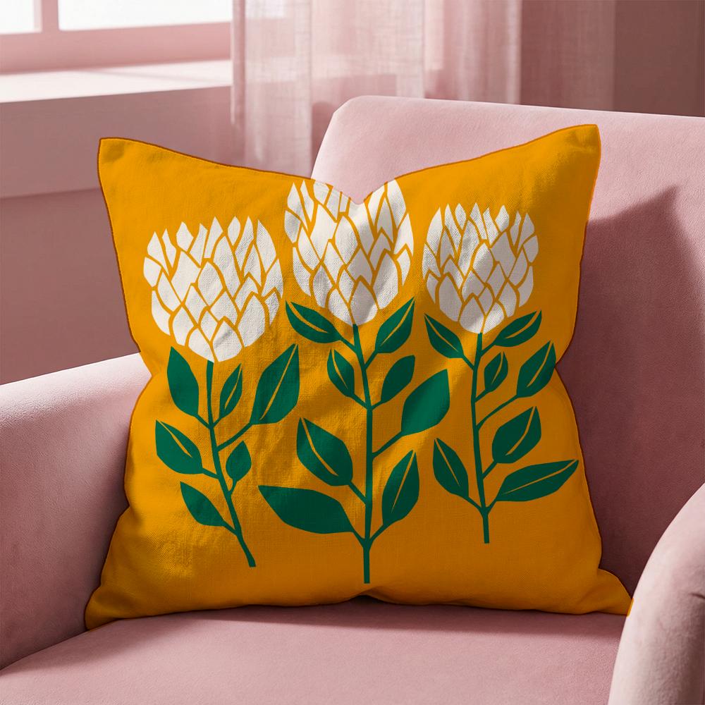 Plants and Flowers Cushion Cover Multi-Scene Pillow Cover for Home & Car - Reversible, Soft & Durable for Daily Use