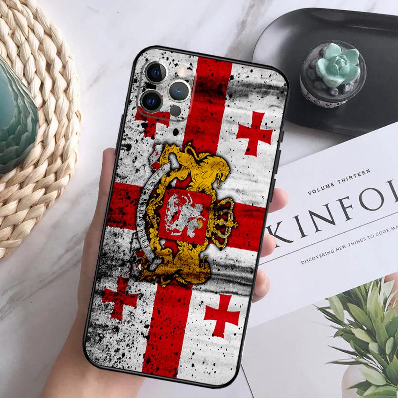 Georgia Flag Soft Case For iPhone 16 Pro Max 13 12 Mini XS Max X XR 11 15 Pro Max 14 Plus Back Cover