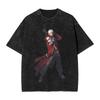 Oversized Acid-Wash Vintage Short-Sleeve T-Shirt Featuring Devil May Cry Dante Classic Battle Pose Graphic Print