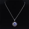 Fashion Turkish Blue Eye Pendant Necklace Stainless Steel Silver Color Blue Lucky Eyes Necklaces Gift Jewelry Collier N8023S01