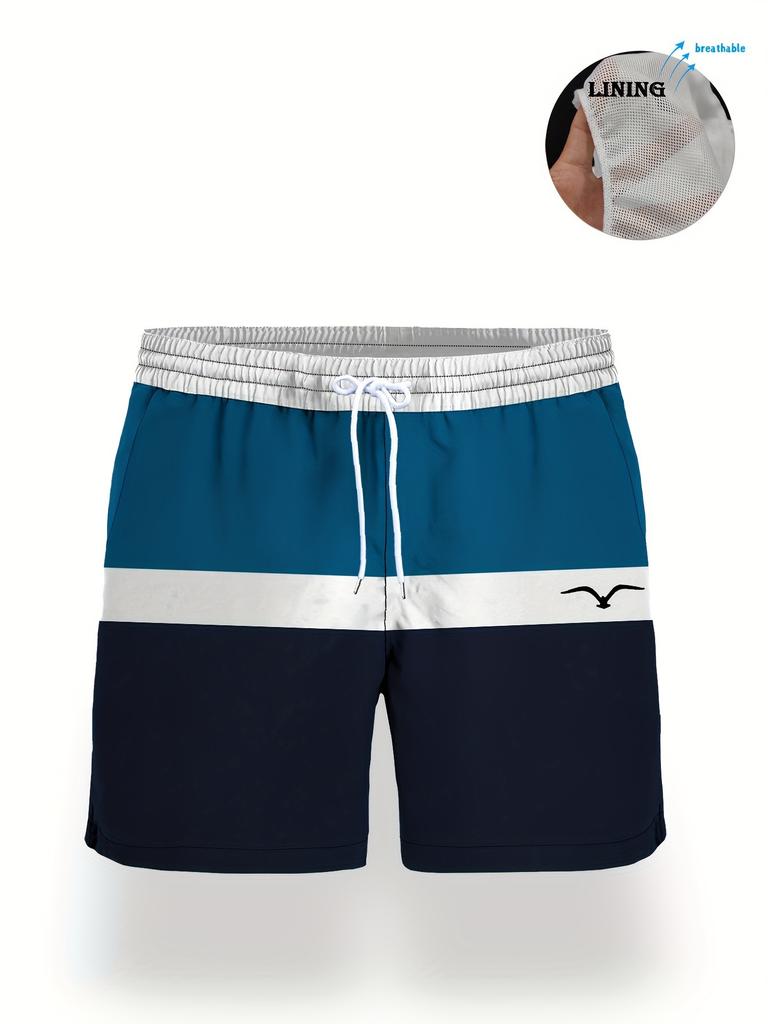 Men Gothic Angel Graffiti 3D Print Mesh Beach Shorts Elastic Drawstring Loose Straight Casual Summer Board Shorts