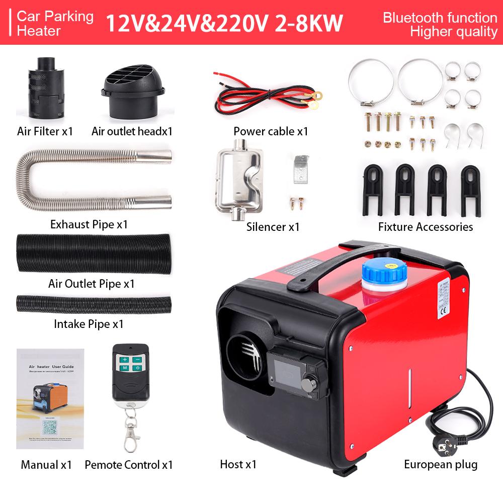 5-8KW 12V/24V/220V Car Diesel Air Heater Portable All In One Parking Heater Bluetooth Remote Control For Car Truck Heating