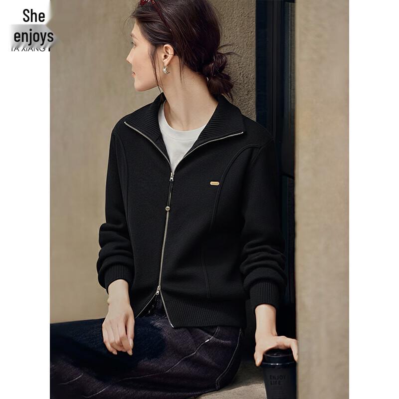 Women's Stand Collar Zipper Knit Cardigan Sweater