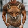 Realistic Fox Animal 3D Print Men T‑Shirt Crew Neck Short Sleeve Casual Fashion Tops