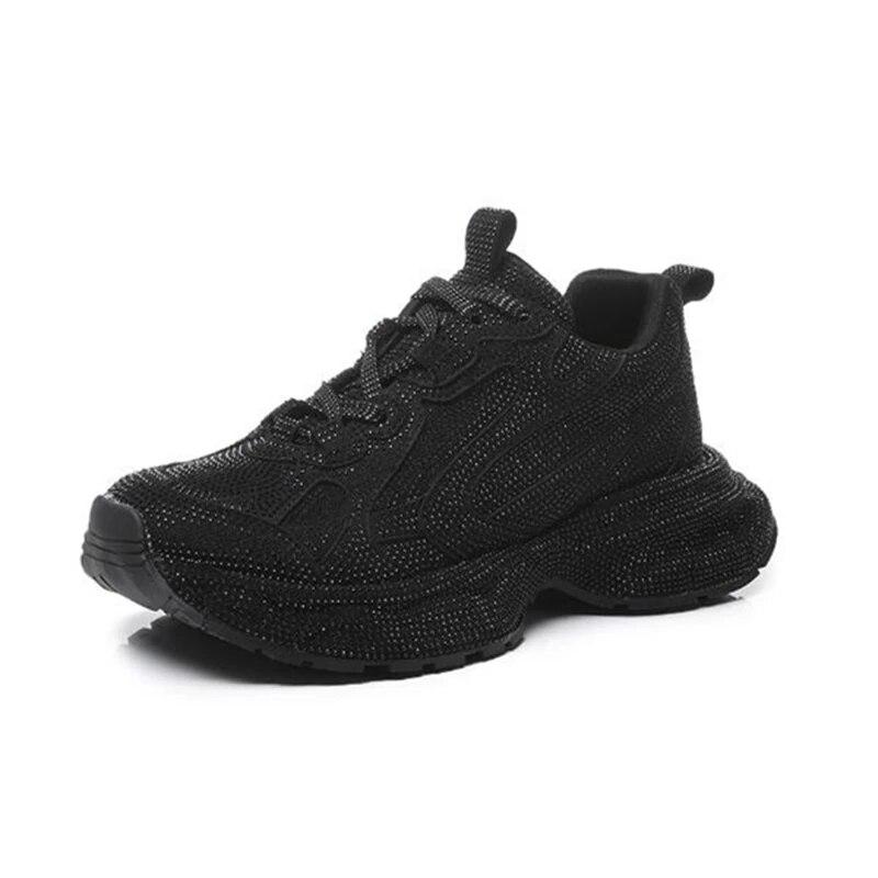 

Весняне жіноче взуття на платформі Baby s Breath зі шнурівкою, жіноче універсальне спортивне взуття Diamond Dad Shoes 39 чорний