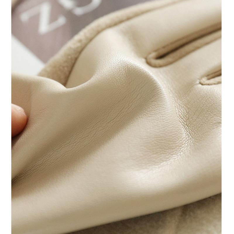 Women Winter Suede Leather Keep Warm Touch Screen Fashion Elegant Gloves Business Style Lightly Waterproof Metal Buckle