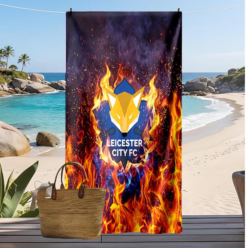 Leicester City Football Print Beach Towel, Large Soft Quick Dry Towel for Beach Camping Swimming