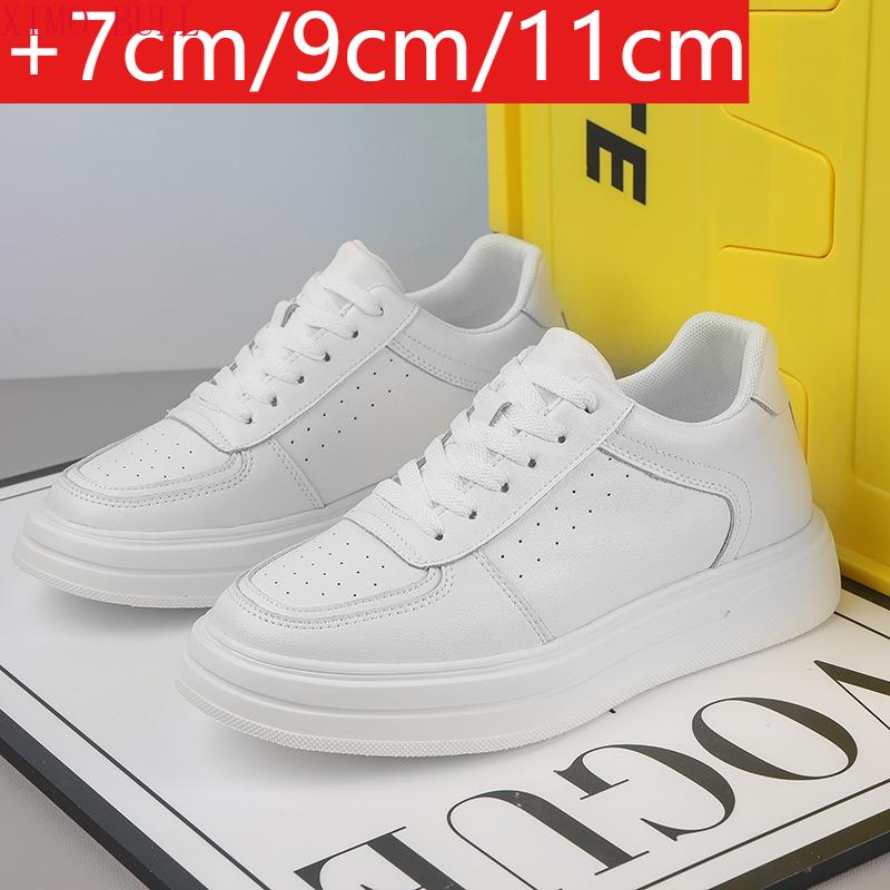 Yto Curtain Men's White New Height Increasing Shoes For 10Cm Invisible Elevator Athletic Shoes Leathe Sport Zapatillas De Hombre Big Size 7Cm/9/11 Cm
