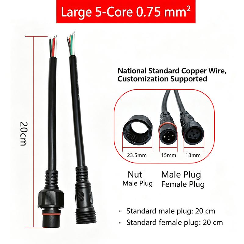 M12 IP67 Waterproof Cable Connector 2-8 Pin Male Female Plug With PVC Wire For Car Motorcycle LED Light Auto Accessories